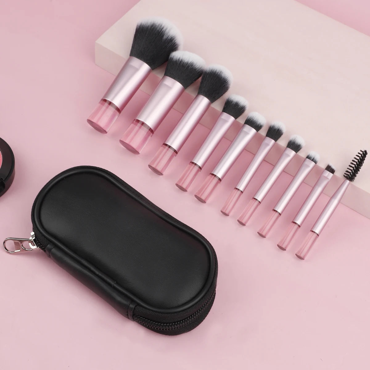 10Pcs Mini RT Makeup Brush Set: Powder, Eyeshadow, Foundation, Blush Blender, Concealer - Professional Beauty Tools