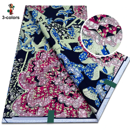 African Gold Print Wax Fabric - 100% Cotton Soft Nigerian Ankara Batik Pagne Material