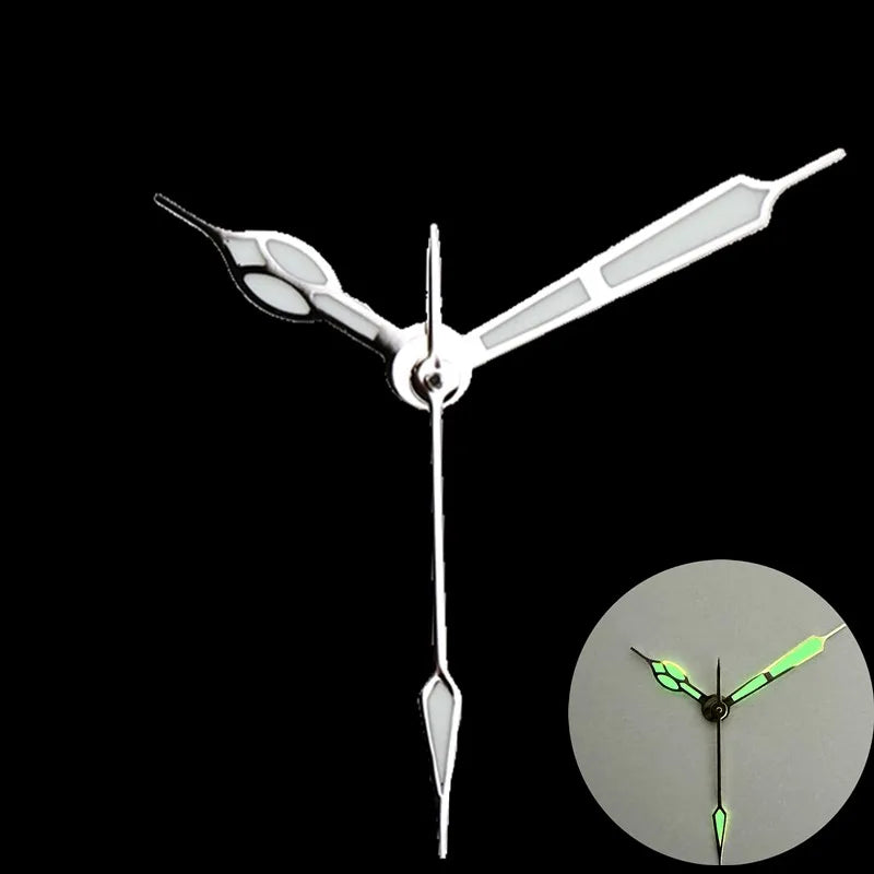 High-Quality Vintage Watch Hands - Polished BGW9 & C3 Luminescent Blue/Green Pointer for Seiko NH35/NH36 Movement Conversion