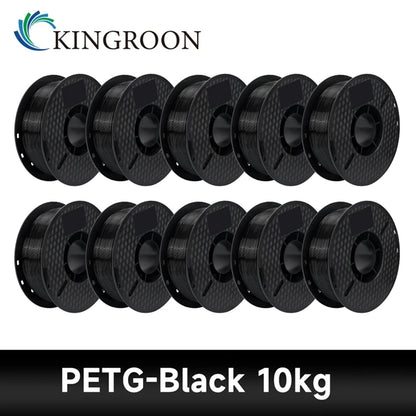 KINGROON 10KG PLA/ABS/PETG Filament 1.75mm – 10 Rolls Black, White, Gray for 3D Printing