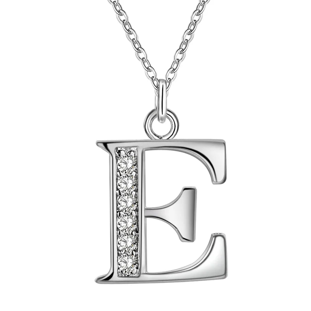 26 Letters 925 Sterling Silver Zircon Necklace Pendant – Personalized Alphabet Jewelry for Women | Elegant Wedding & Gift Accessory