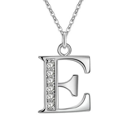 26 Letters 925 Sterling Silver Zircon Necklace Pendant – Personalized Alphabet Jewelry for Women | Elegant Wedding & Gift Accessory