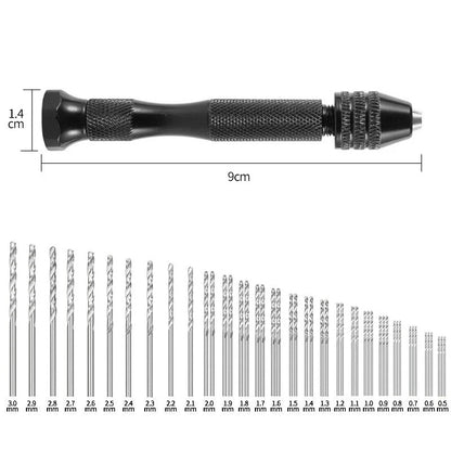 Mini Aluminum Hand Drill with Keyless Chuck – HSS Steel Twist Drill Bit for Woodworking & Manual Drilling