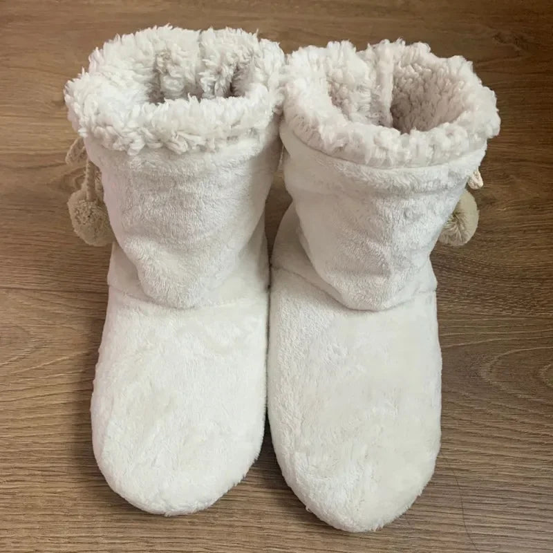 Women’s Winter Home Slipper Boots – Warm Fuzzy Plush Indoor Non-Slip Floor Shoes