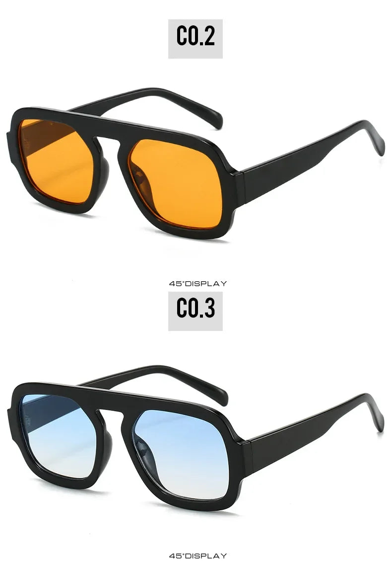 JNPCXI Retro Square Sunglasses – Fashion Gradient UV400 Shades for Men & Women, Punk Style