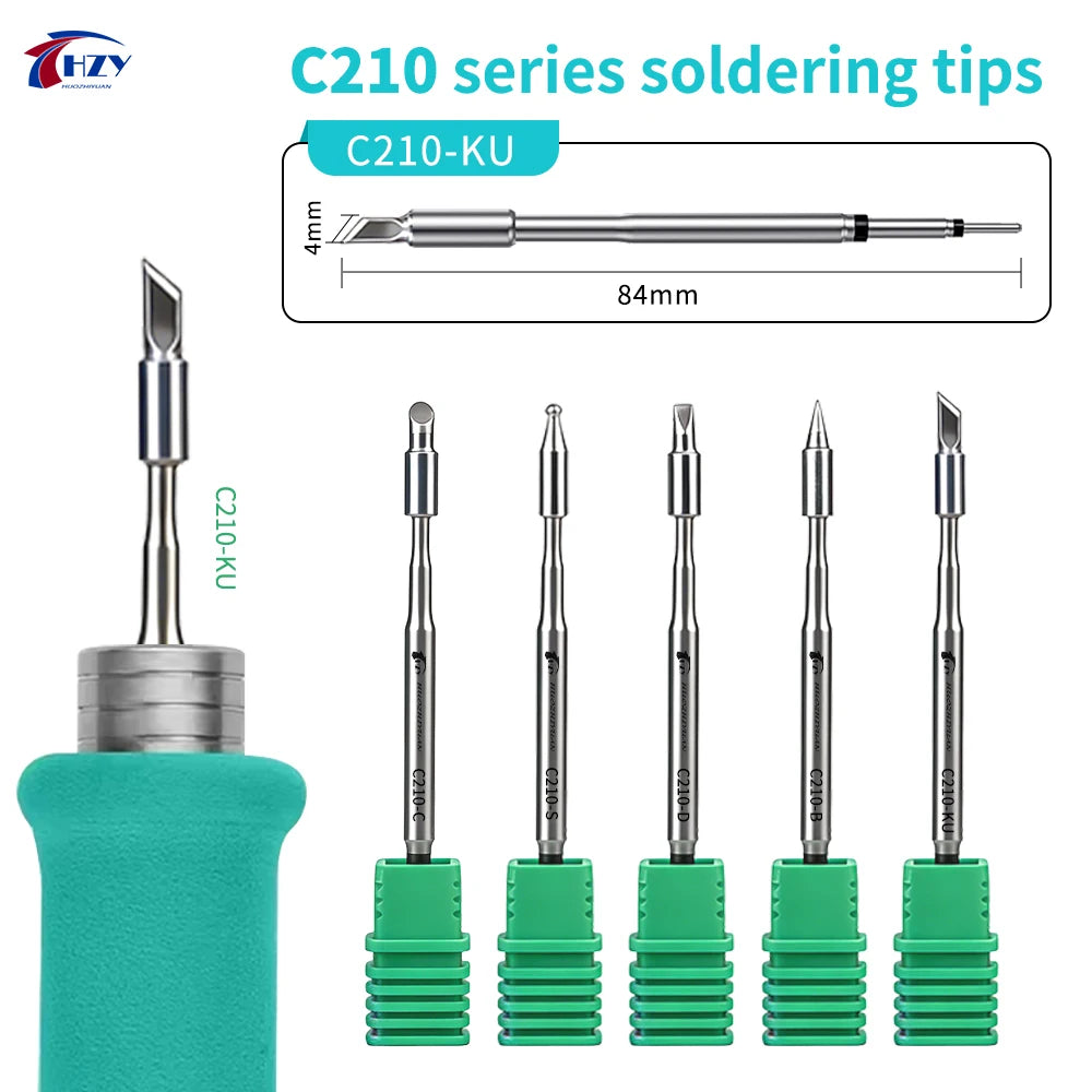 HZY C210 Series Soldering Iron Tips - Replacement Welding Heads for JBC, Sugon T26 & T3602 Stations