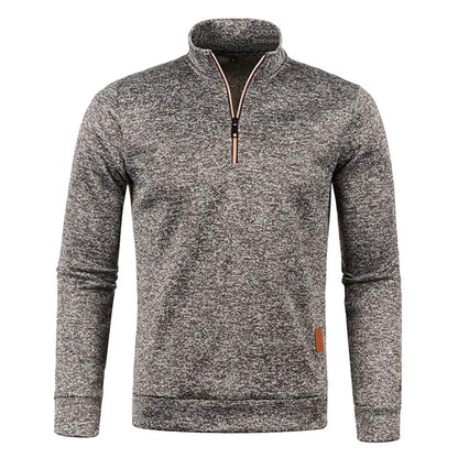 Men's Thicker Half-Zip Pullover Sweatshirt - Solid Color Turtleneck Hoodie for Autumn, Casual Men's Sweater