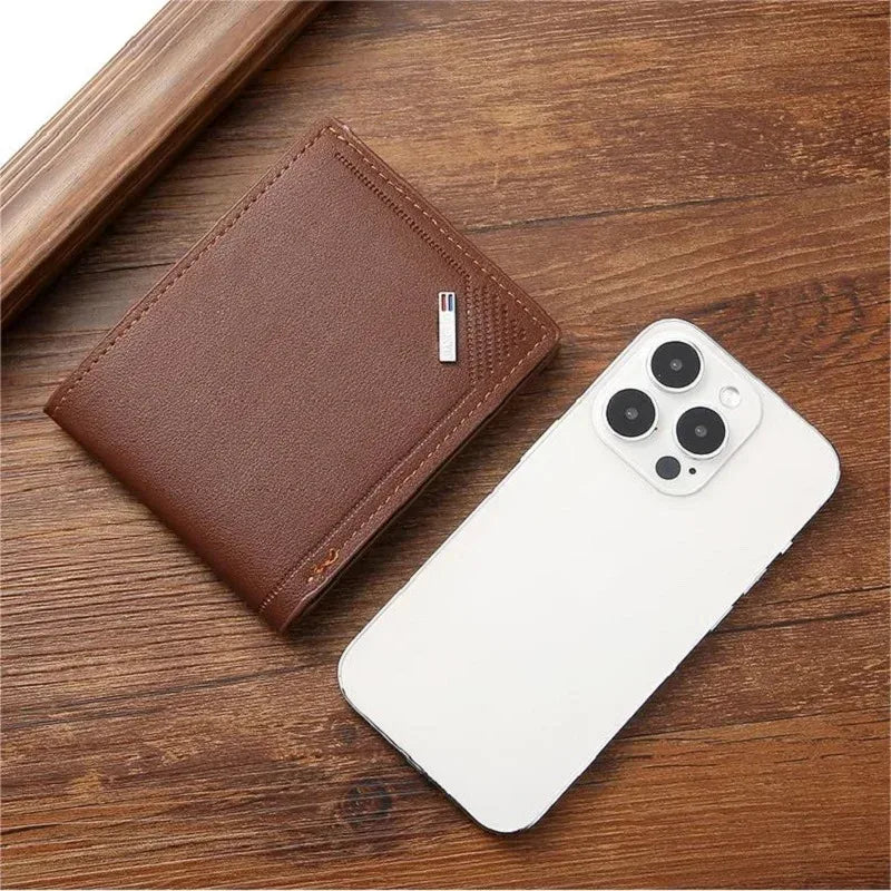 Men’s Leather Minimalist Wallet – Thin, Foldable Soft Leather Short Wallet