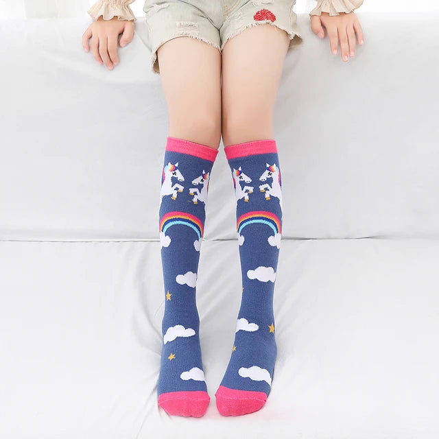 Cute Cartoon Animal Knee-High Socks for Babies & Kids – Warm Cotton Ankle & Over-Knee Socks for Girls