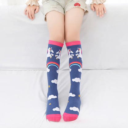 Cute Cartoon Animal Knee-High Socks for Babies & Kids – Warm Cotton Ankle & Over-Knee Socks for Girls