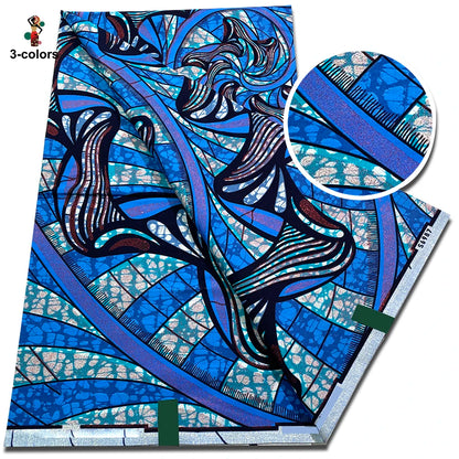 African Gold Print Wax Fabric - 100% Cotton Soft Nigerian Ankara Batik Pagne Material