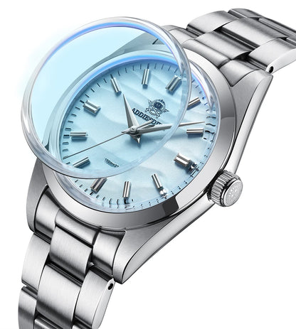 ADDIESDIVE AD2030 Men’s Quartz Watch — 36MM Simple Steel Dive Wristwatch, 10Bar Waterproof, Bubble Mirror Glass Sports Timepiece