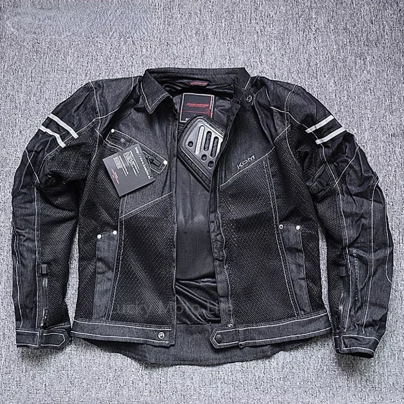 KOMINE JK006 Motorcycle Jacket — Spring Breathable Denim Mesh Racing Jacket with High-Performance Drop Resistance