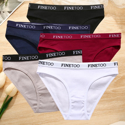 5-Pack Women’s Cotton Panties – Sexy Comfort Briefs with Letter Print & Waistband (M-XXL)