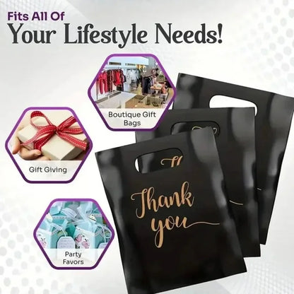 100PCS Black Thanksgiving Gift Bags – Candy & Product Packaging for Wedding, Birthday, Party Decoration