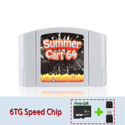 SummerCart 64 Game Card for N64 – Retro ED 64 Cartridge for Nintendo 64, 8GB TF Card, No Region Restriction