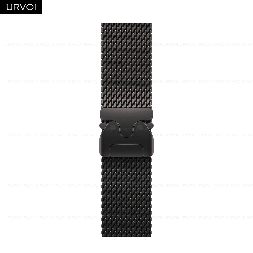 URVOI Stainless Steel Mesh Band for Apple Watch Ultra 2/1, Series 10/9 – 316L Secure Parachute Buckle, 46/49mm