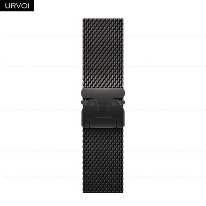 URVOI Stainless Steel Mesh Band for Apple Watch Ultra 2/1, Series 10/9 – 316L Secure Parachute Buckle, 46/49mm