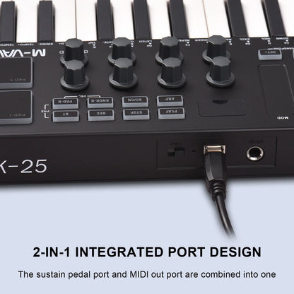 M-VAVE 25 Key MIDI Control Keyboard – Portable USB, Velocity-Sensitive Keys, 8 RGB Pads, 8 Knobs