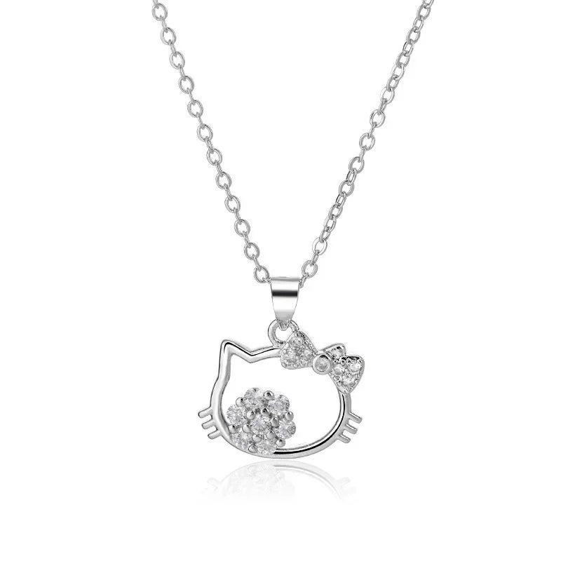 Sanrio Hello Kitty Necklace – Diamond Pendant Clavicle Chain for Girls | Birthday & Holiday Gift