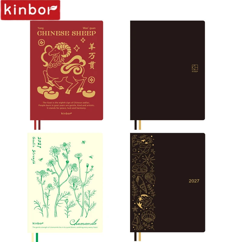 Kinbor 2027 A5/A6 Planner Notebook - Full-Year Daily Journal & Monthly Agenda for Time Management