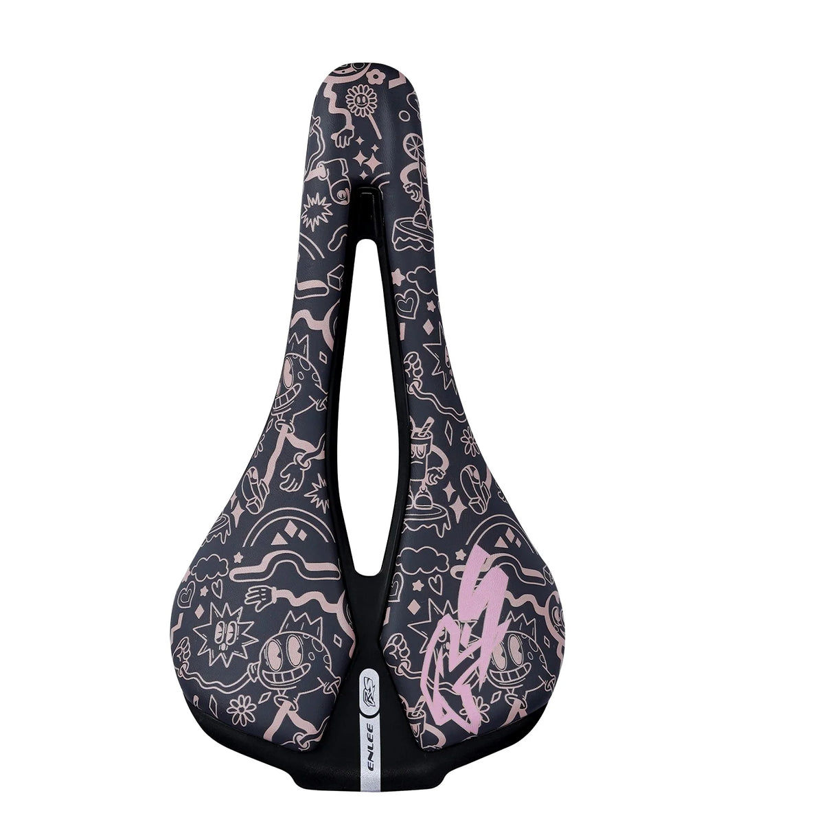 ENLEE Mountain Bike Saddle - Hollow Breathable Ultra-Light Steel Bow Seat Cushion for Road & Folding Bikes