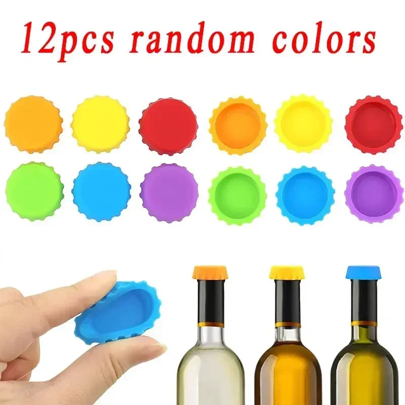 2/6/12pcs Silicone Beer Bottle Caps - Preservative Covers for Wine, Vinegar, Soy Sauce & Bar Accessories (3cm Stoppers)