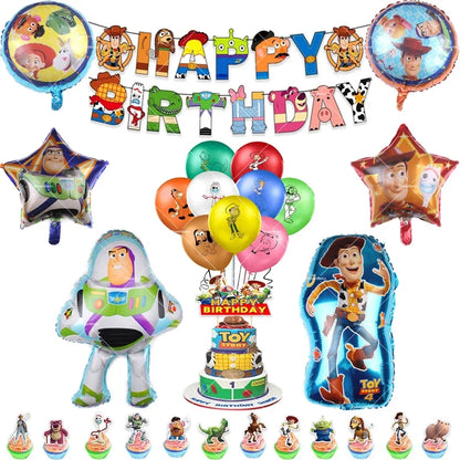 Disney Toy Story Buzz Lightyear Birthday Party Decoration Set – Foil & Latex Balloons, Happy Birthday Banner & Cake Topper for Kids Boys Hero Theme Party