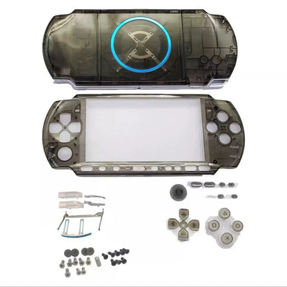 Clear Green Replacement Shell for PSP 3000/3001/3002/3003 – Front & Back Faceplate Cover with Repair Buttons & Stickers