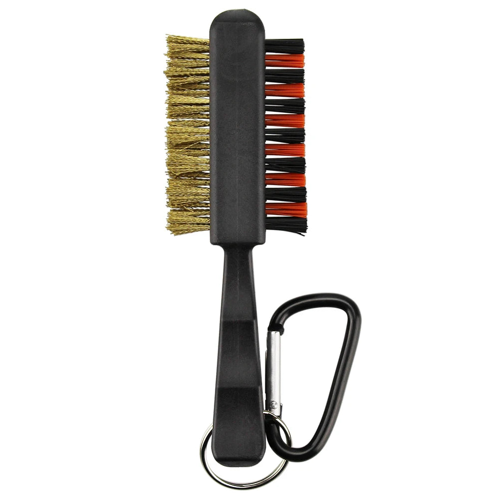 Double-Sided Golf Club Cleaning Brush with Brass & Nylon Bristles – Portable Groove Cleaner with Keychain