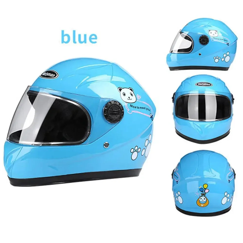 New Cute Children’s Full Face Helmet – Safety Bike & Motorcycle Helmet for Kids, Adjustable for Outdoor Sports, Four Seasons Protection