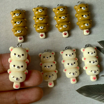 10-Piece Cute Resin Bear Charms - Kawaii Food Pendants for DIY Earrings, Phone Chains, and Jewelry Making C1248