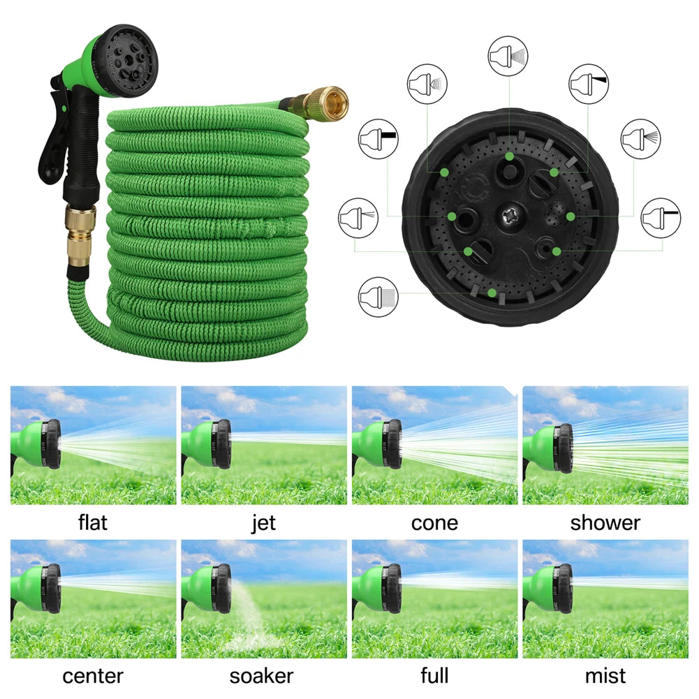 Expandable High-Pressure Garden Water Hose with Double Metal Connector – PVC Magic Hose for Irrigation, Farm & Car Wash Use