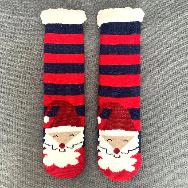 Women’s Winter Plush Socks – Soft Fuzzy Non-Slip Floor Slippers with Penguin, Deer, Elk & Bear, Cozy Christmas Gift