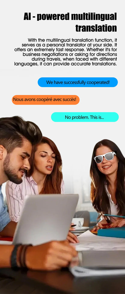 AI Smart Glasses with Camera — Bluetooth Calls, Voice Assistant, Navigation, Waterproof Smart Sports Wearable