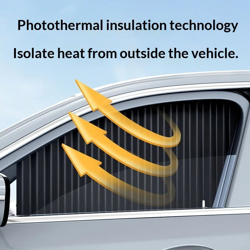 2PCS Universal Car Side Window Sun Shade Curtains – Foldable UV Protection Black Sun Visor Blinds Auto Car Styling Accessories