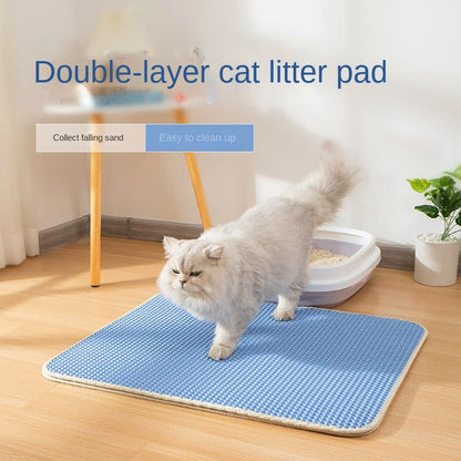 Double Layer Cat Litter Mat: Waterproof Urine-Proof Trapping Mat - Easy-to-Clean Non-Slip Toilet Pad with Large Foot Area, Cat Scratch Pad