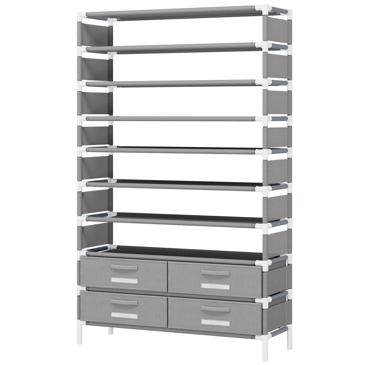 Tribesigns 10-Tier Shoe Rack Organizer – Vertical Shoe Shelf with 4 Drawer Bins, Holds 32 Pairs for Closet & Entryway