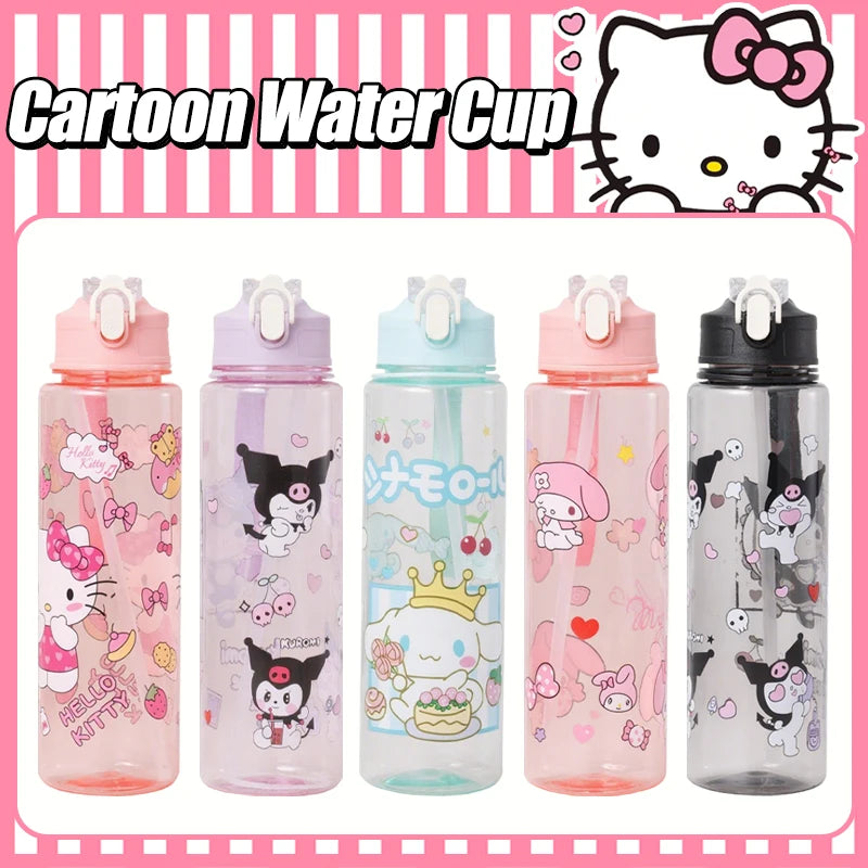 800ML Hello Kitty Water Cup — Kawaii Kuromi, Melody & Cinnamoroll Pop-Up Outdoor Bottle, Large Capacity, Perfect Kid Gift