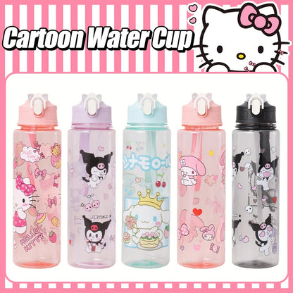800ML Hello Kitty Water Cup — Kawaii Kuromi, Melody & Cinnamoroll Pop-Up Outdoor Bottle, Large Capacity, Perfect Kid Gift