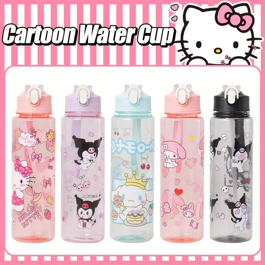 800ML Hello Kitty Water Cup — Kawaii Kuromi, Melody & Cinnamoroll Pop-Up Outdoor Bottle, Large Capacity, Perfect Kid Gift