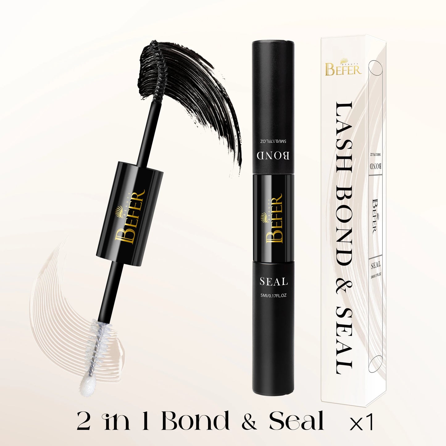 BEFER 2-in-1 Eyelash Glue & Remover — Waterproof Lash Adhesive for Strong, Long-Lasting Eyelashes