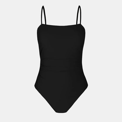 CUPSHE Leaf Print Square Neck One-Piece Swimsuit for Women – Sexy Backless Shirred Monokini Swimwear 2023 Beach Bathing Suit