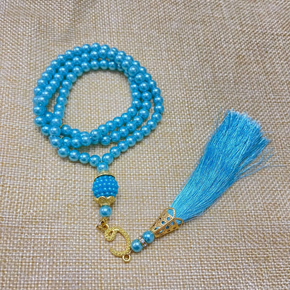 6mm 99pcs Glass Pearl Rosary Beads Bracelet – Turkish Style Islamic Muslim Prayer Tassel Jewelry for Women Gift Accessories
