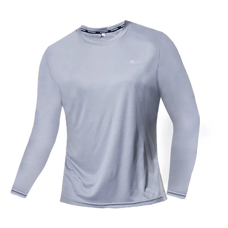 Men's Summer Ice Silk Long Sleeve T-Shirt – Quick Dry, Breathable Sun Protection for Outdoor Running