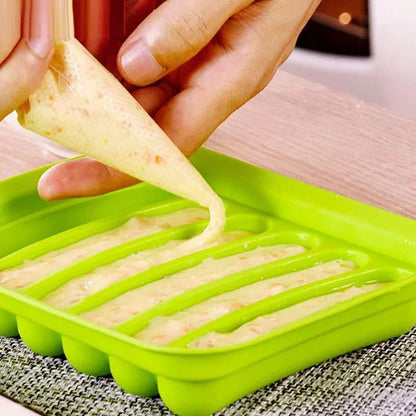 6-Grid Silicone Sausage Maker Mold with Lid – DIY Ham & Hot Dog Shaping Tool for Kitchen Baking & Food Preparation