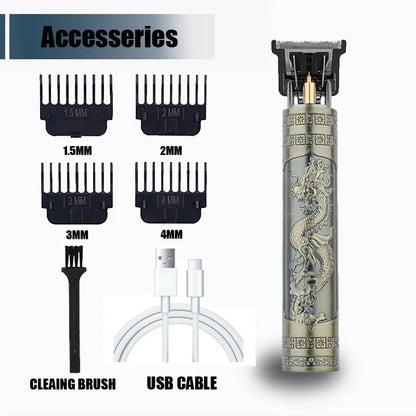 Vintage T9 Electric Hair Clipper, Rechargeable Professional Men’s Hair Cutting Machine, Barber Shaver & Beard Trimmer Tool