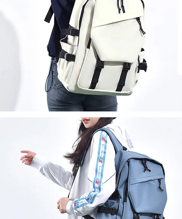 15 Inch Polyester Waterproof Men’s Backpack – Simple, Fashionable Student & Couple Computer Bag