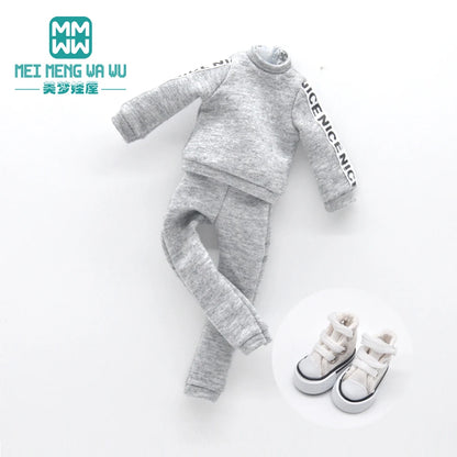 Blythe Doll Accessories Set – Fashion Sweatshirt, Shoe Covers & Sneakers for Blythe & Azone Dolls, Christmas Gift