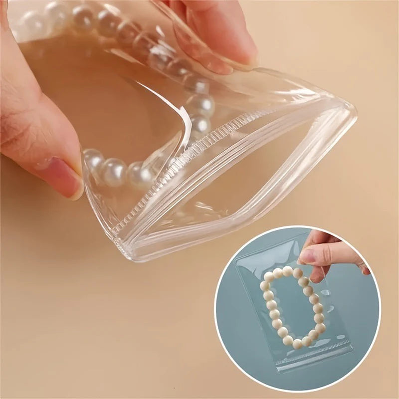 10–100PCS PVC Self-Sealing Zip Lock Bags — Thick Transparent Reclosable Pouches for Jewelry & Gift Storage
